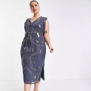 20s themed Draped Sequined Midi Gown